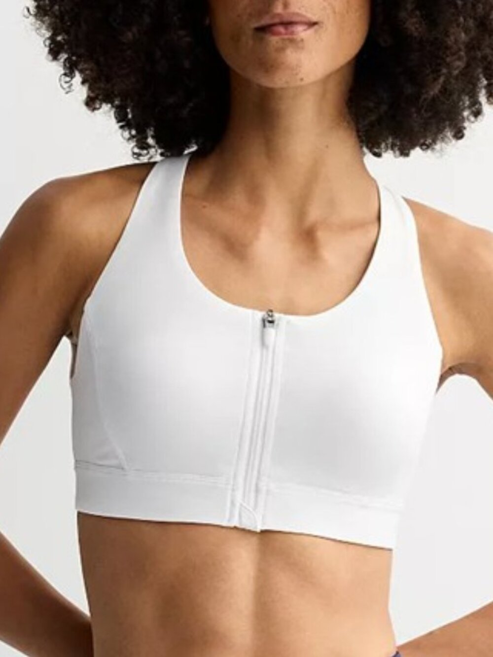 Tek Gear Ultrastretch Medium Support Front Zip Sports Bra Wireless White Large